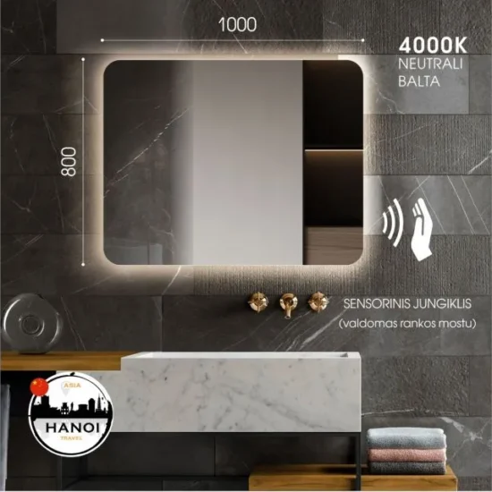 Vonios veidrodis uzapvalintais kampais