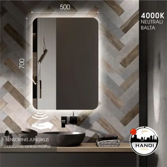 Vonios veidrodis uzapvalintais kampais