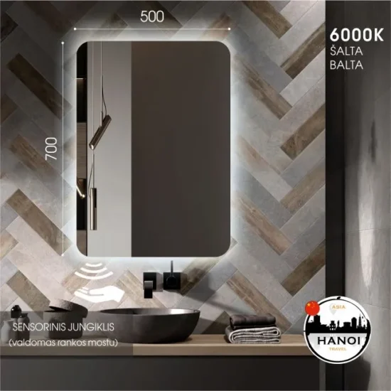 Vonios veidrodis uzapvalintais kampais