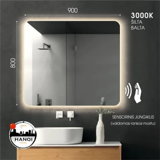 Vonios veidrodis uzapvalintais kampais