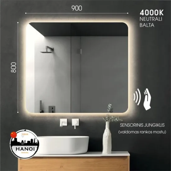 Vonios veidrodis uzapvalintais kampais