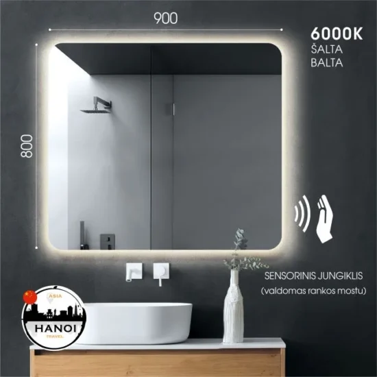 Vonios veidrodis uzapvalintais kampais