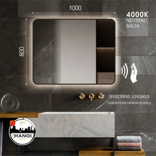 Veidrodis su juodu remu 100x80