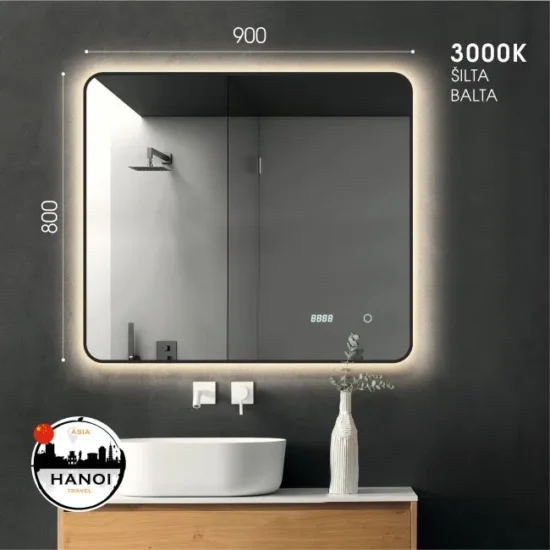 Veidrodis su juodu remu 90x80