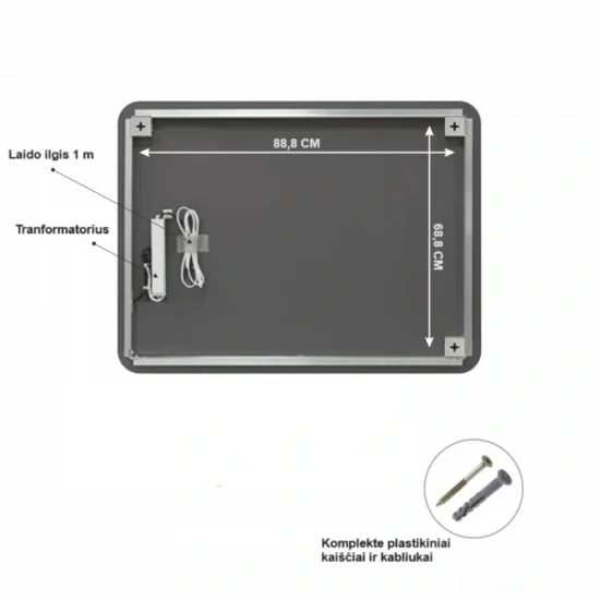 vonios veidrodis 90x80