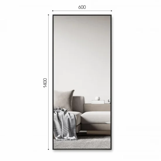 Veidrodis su juodu remeliu 140x60