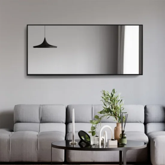 Veidrodis su juodu remeliu 140x60