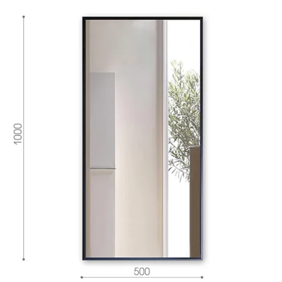 Veidrodis su juodu aliuminio remeliu 100x50