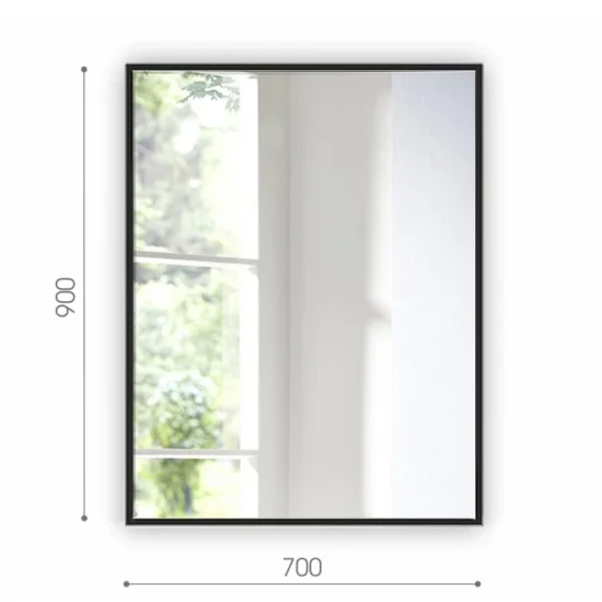 Veidrodis su juodu aliuminio remeliu 90x70