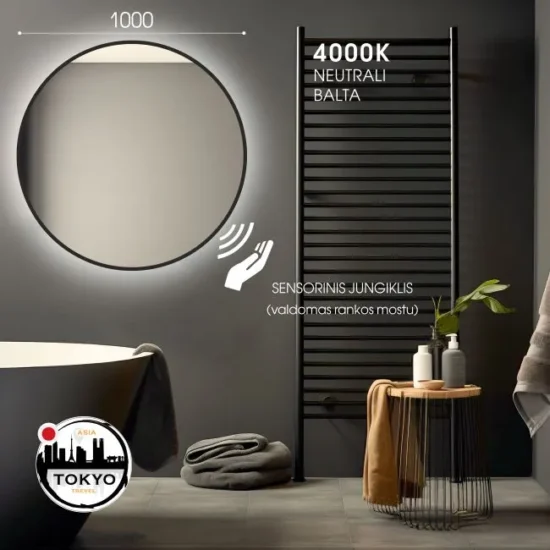 vonios veidrodis su juodu remu