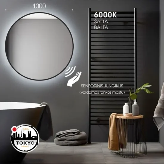 vonios veidrodis su juodu remu