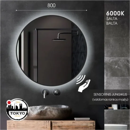 Bathroom mirror with black frame