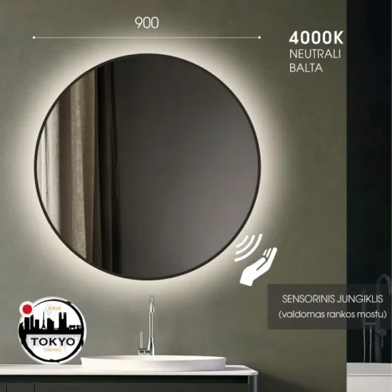 vonios veidrodis su juodu remu