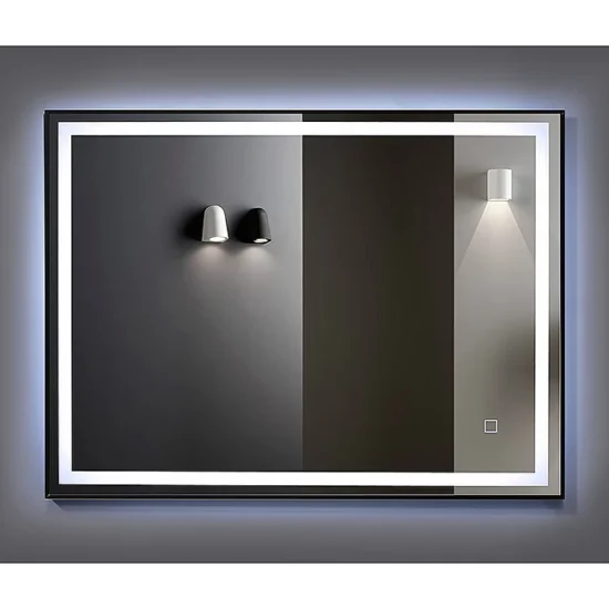 Mirror with backlight and black frame 80x60
