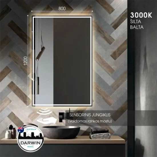 Veidrodis su apsvietimu 120x80