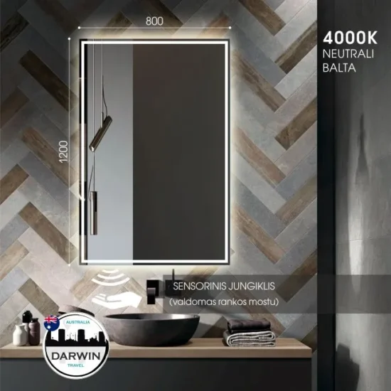 Veidrodis su apsvietimu 120x80