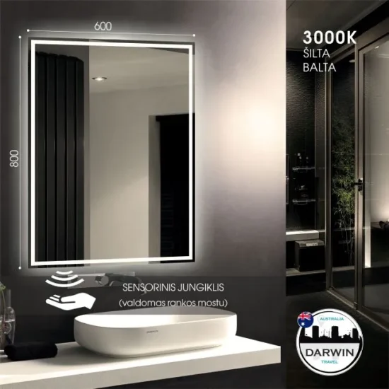 Veidrodis su apsvietimu 80x60