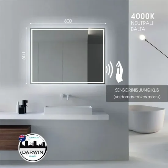 Veidrodis su apsvietimu 80x60