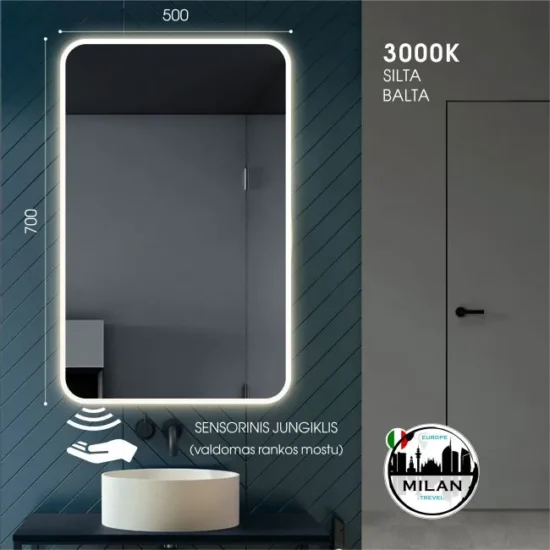 Mirror with rounded corners 70x50