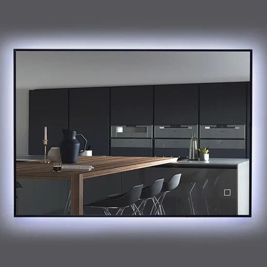 Veidrodis su apsvietimu ir juodu remu 100x70