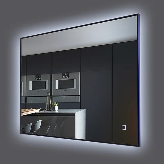 Veidrodis su apsvietimu ir juodu remu 100x70