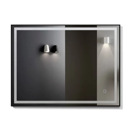 Mirror with backlight and black frame 80x60