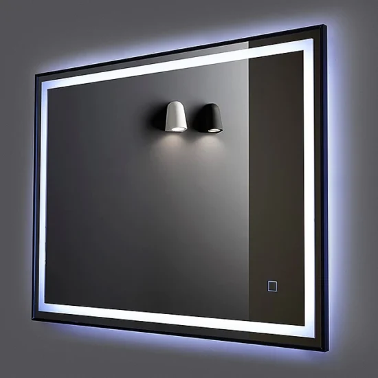 Mirror with backlight and black frame 80x60