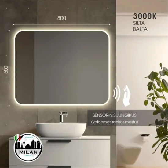 Veidrodis uzapvalintais kampais 80x60