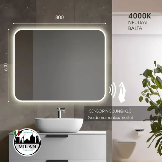 Veidrodis uzapvalintais kampais 80x60