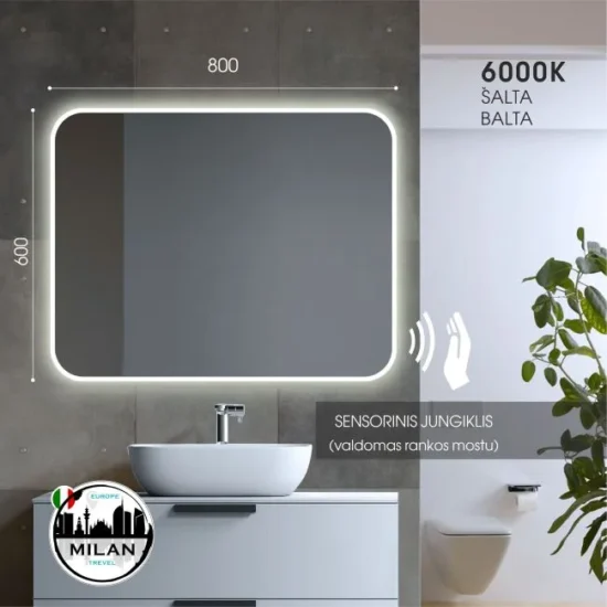 Veidrodis uzapvalintais kampais 80x60