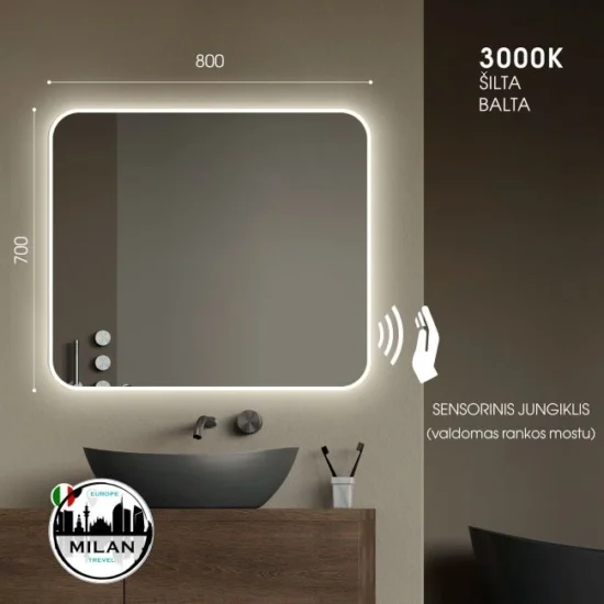 Veidrodis uzapvalintais kampais 80x60