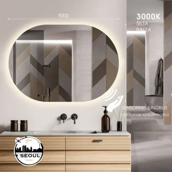 Oval mirror with backlight