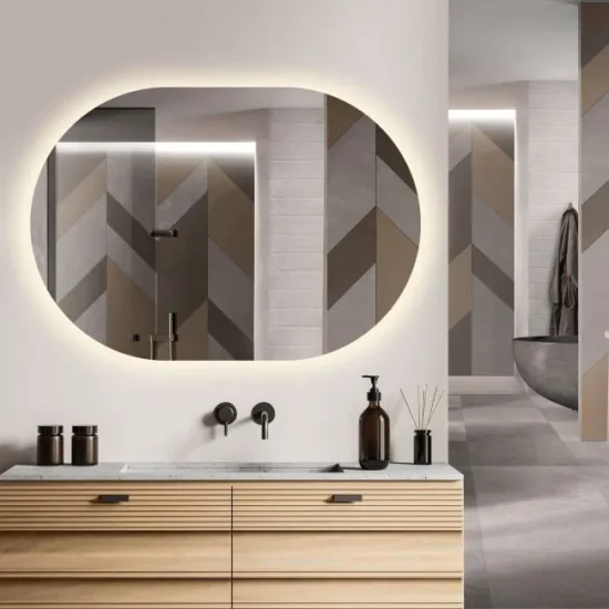 Oval mirror with backlight