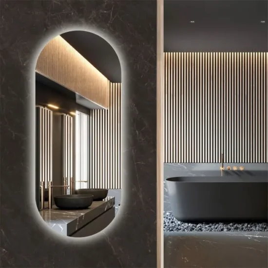 Ovalus veidrodis su apsvietimu 120x50