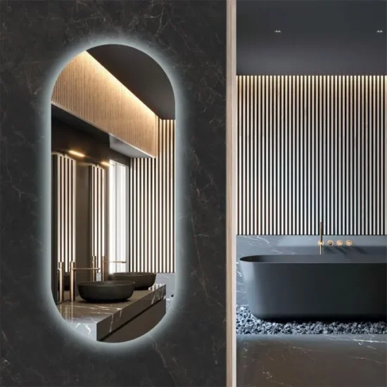 Ovalus veidrodis su apsvietimu 120x50