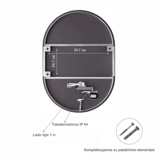 ovalus veidrodis 80x50
