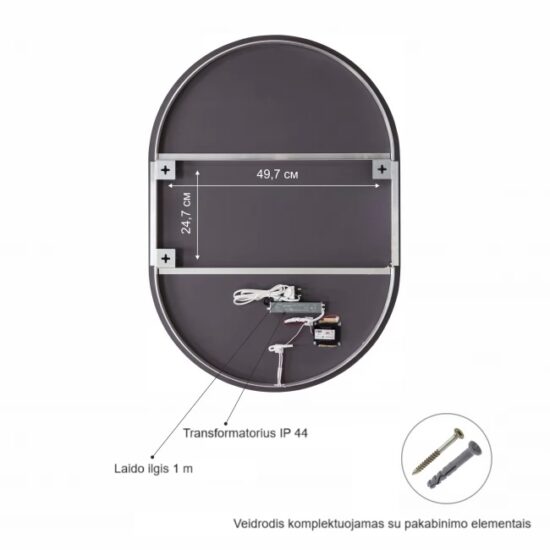 ovalus veidrodis 90x60