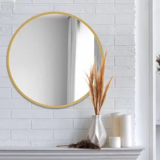 Apvalus veidrodis 50 cm aukso spalvos