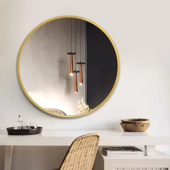 Round mirror 70 cm gold