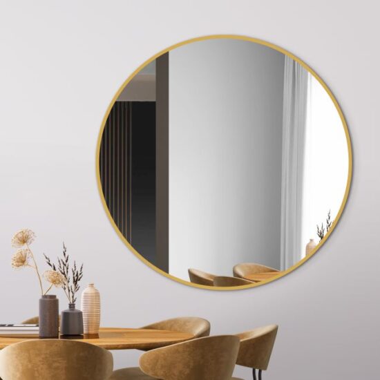 Round mirror 90 cm with gold frame
