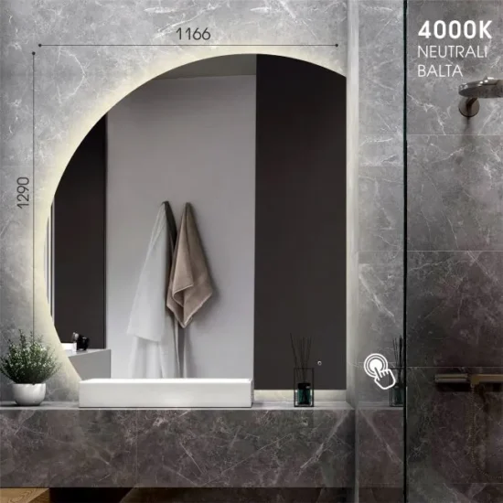 Pusmenulio formos veidrodis 116x129 cm