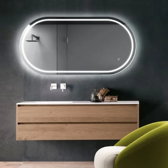 Ovalus veidrodis su apsvietimu 120x60 cm