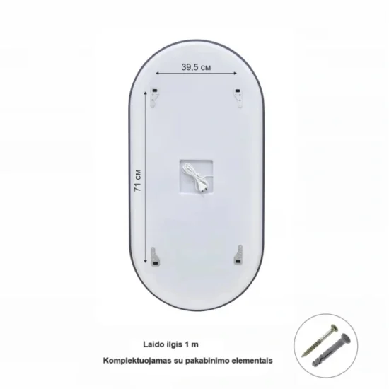 Ovalus veidrodis su apsvietimu 120x60 cm