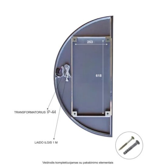 Pusmenulio formos veidrodis 54x108 cm