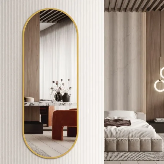 Oval mirror 55x150 cm with gold frame