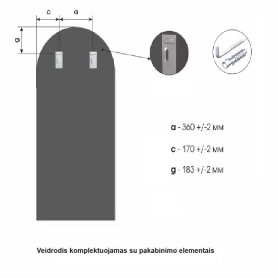 Arkos formos veidrodis 70x150