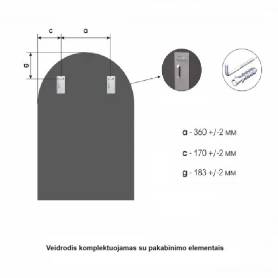 Arkos formos veidrodis 70x100 cm