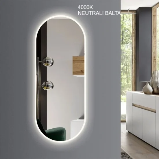 Oval mirror with backlight 40x100