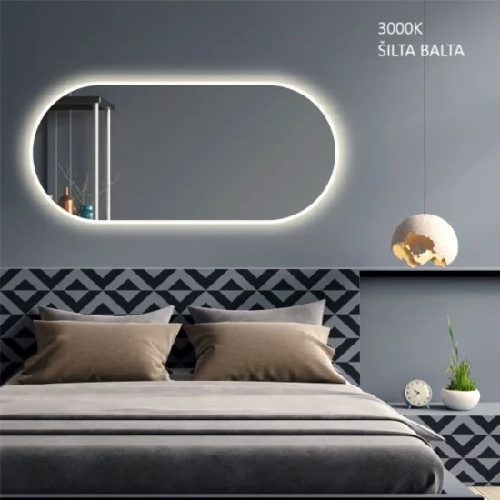 Oval mirror with backlight 50x110