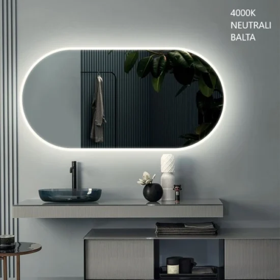 Oval mirror with backlight 60x120